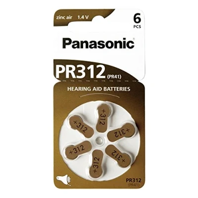 Image of Panasonic PR312 Zinc Air &#039;Hearing Aid&#039; Battery (Pack of 6)