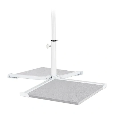Image of Relaxdays Parasol Plate Stand, for 19 38 mm Umbrella Poles, Foldable Cross Sunshade Base, Snap in Function, Steel, White, 30 x 85 cm