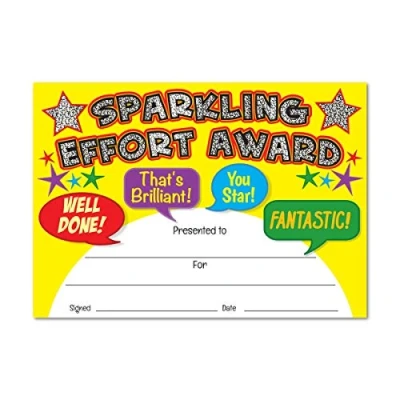 Image of SuperStickers Sparkling Effort Award Certificates (A5). Pack of 20.