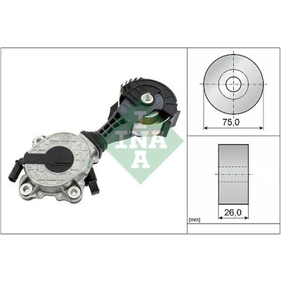 Image of 11287534400, 11287571013, 11287598831, 11287598832, 7534400 Tensioner Lever, v ribbed belt INA 534 0425 10 75mm 26mm MINI: Clubman, Hatchback