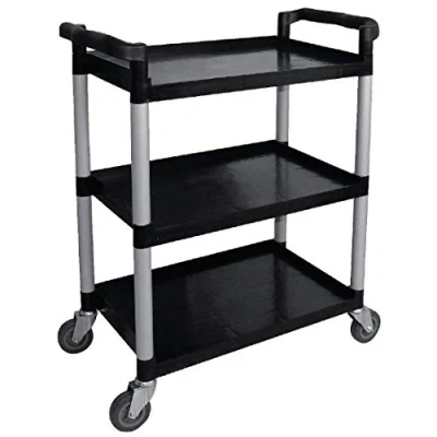Image of Vogue Polypropylene Mobile Trolley Small, Black &amp; Silver, Size: 950(H) x 825(W) 412(D)mm, Capacity: 130 kg, Restaurant Catering Trolley, CF101