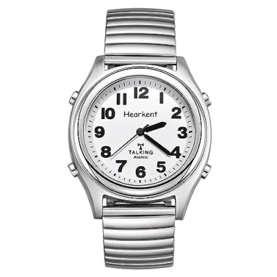 Image of Hearkent Radio Controlled Talking Watch with Stainless Steel Expanding Strap British English Speaking for Blind People and Visually Impaired Elderly (Silver)