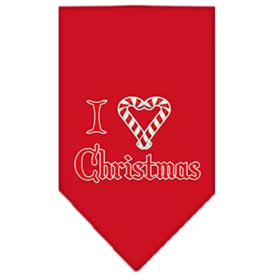 Image of Mirage Pet Products Heart Christmas Screen Print Bandana for Pets, Small, Red