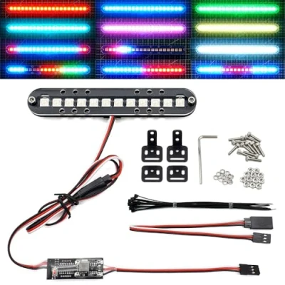 Image of RC LED Light Bar Roof Lamp Headlight Tail Kit Bumper Compatible with Traxxas Car Truck Crawler Tamiya Losi HPI Rustler Axial Police Lights (100mm 1 Bar)