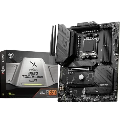 Image of MSI MAG B650 TOMAHAWK WIFI Motherboard, ATX Supports AMD Ryzen 9000 Series Processors, AM5 14 Duet Rail 80A VRM, DDR5 Memory Boost 6400+MHz/OC, 2 x PCIe 4.0 x16, 3 M.2 Gen4, Wi Fi 6E