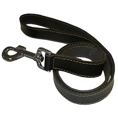 Image of AIME Black Leather Dog Lead, Long Lead 1.2 m, Soft and Durable