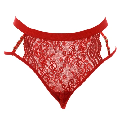 Image of Kisses&amp;Love Womens Thread thong with lace and ribbon at the waist 21683 woman Red Size L/XL