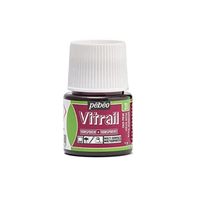 Image of Pebeo 050 031 Vitrail Stained Glass Effect Paint 45 Milliliter Bottle, Old Pink