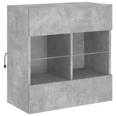 Image of vidaXL TV Wall Cabinet with LED Lights Concrete Grey 58.5x30x60.5 cm