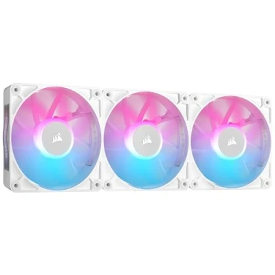 Image of Corsair iCUE LINK RX120 RGB 120mm PWM Fans with System Hub Magnetic Dome Bearing Triple Pack White