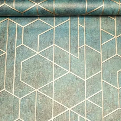 Image of SOPHIE LAURENCE Green Marble Effect Wallpaper Slightly Imperfect Gold Metallic Textured Vinyl, Thick Paste The Wall Washable, Strippable, Straight Match Repeat 0.53m x 10.05m (Full Roll)