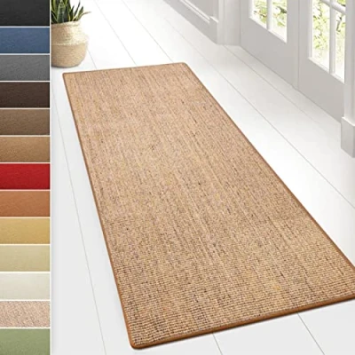 Image of Sylt Sisal Rug Floor Runner, Woven Natural Fibre Area Home Bedroom Living Room Rug, Carpet Runner (66 x 100 cm, Cork)