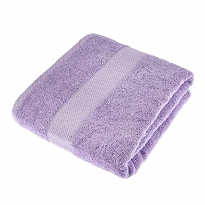 Image of HOMESCAPES Lilac Turkish Cotton Jumbo Towel Super Soft Thick &amp; Absorbent 500 GSM Heavy Weight for everyday Luxury
