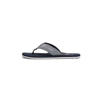 Image of Tommy Hilfiger Men’s Chambray Flip Flops with Linen, Blue (Desert Sky), 10