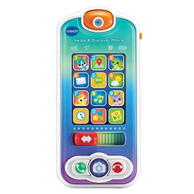 Image of VTech Swipe &amp; Discover Phone, Play Phone for Baby Girls Boys, Interactive Toy with Lights and Sounds, Toys Babies, Learning Animals Numbers, Ages 6 Months+, English Version
