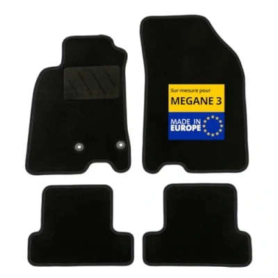 Image of DBS Car Mat Tailored for Megane 3 With Fixing Clips Non Slip Galaxy Carpet Set of 4