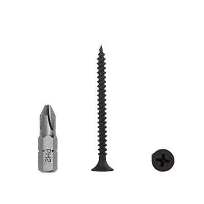 Image of (Pack of 350 pcs) Black Phosphate Carbon Steel 3.5 x 45 mm Drywall Screws, Fine Thread, Phillips Bugle Head, Sheetrock Fasteners (350, mm)