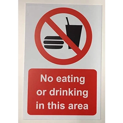 Image of No eating or drinking in this area sign 1.2mm Rigid plastic 300mm x 200mm