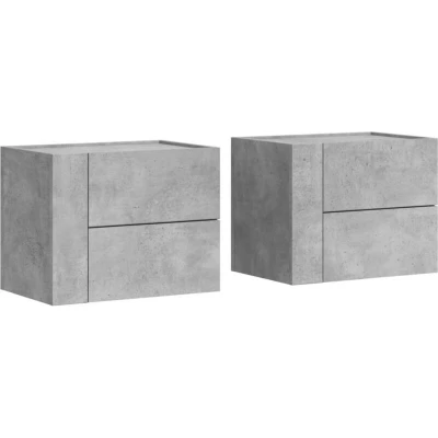 Image of vidaXL Wall mounted Bedside Cabinets 2 pcs Concrete Grey 45x30x35 cm