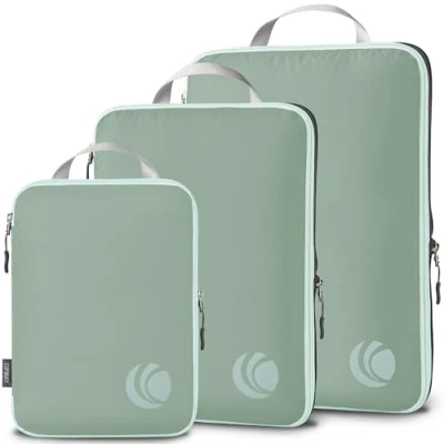 Image of Cipway Compression Packing Cubes, Ultralight Travel Luggage Organizer Sets Extensible Essentials for Carry on Suitcase(Sage green 3pcs)