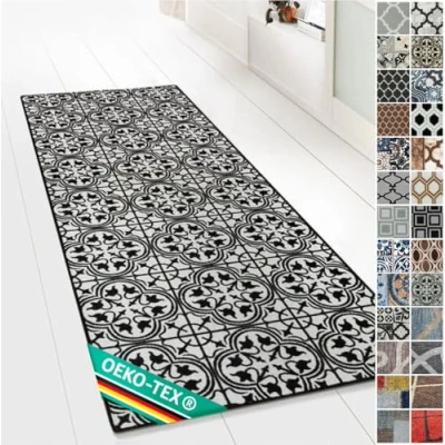Image of Design Carpet Runner Rug Floor Mat, Non Slip Mat for Kitchen Hallway Living Room Bedroom Vintage Ornament Classic Modern (80 x 150 cm, Wexford)