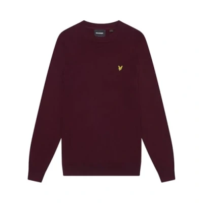 Image of Lyle &amp; Scott Cotton Merino Mens Crew Neck Jumper Burgundy material_cotton Size Medium