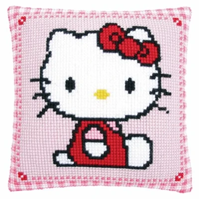 Image of Vervaco Hello Kitty Cross Stitch Cushion, Multi Colour