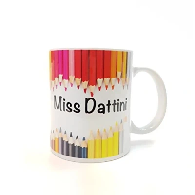 Image of Teacher Mug Colouring Pencils Personalised end of Term Gift Appreciation Thank You