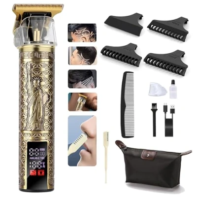 Image of Hair Clippers for Men,Zero Gap T Blade Trimmer with Battery Display, Cordless Precision Haircuts, Beard Trimming, Bald Detailing, and Professional Grooming Kits
