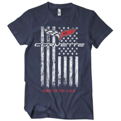 Image of Chevrolet Officially Licensed Corvette Made in The USA Mens T Shirt (Navy), X Large