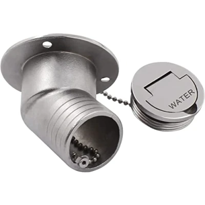 Image of TANFEI 45 Degree Marine Deck Filler Fill, Stainless Steel Flip Tab Keyless Angled Neck Fill Kit for Boat Yacht RV (WATER, 1.5&quot; /38mm)