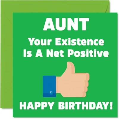Image of Funny Birthday Cards for Auntie Your Existence Joke Happy Card Aunt from Niece Nephew, Aunty Banter Gifts, 145mm x Rude Greeting Gift