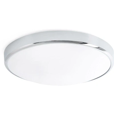 Image of Kao LED Bathroom Flush Ceiling Light Chrome, White IP44