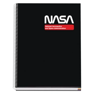 Image of DOHE A4 Squared Notebook Spiral Binding, 100 Sheets of 90 g/m², 5 mm Square, Hardcover, NASA Black, School Supplies Black