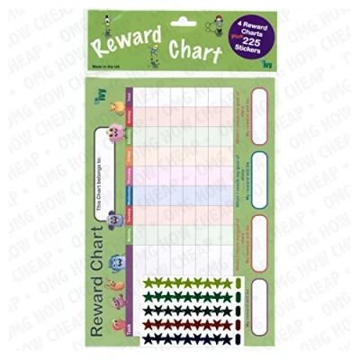 Image of Reward Chart Children&#039;s A4 Motivational Charts includes 225 Merit Star Stickers Made in the UK [Pack of 4]