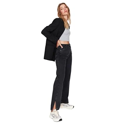 Image of Trendyol Women High Waist Wide Leg Jeans Black