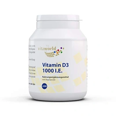 Image of 3 Pack Vita World Vitamin D3 1000 I.U. x 200 Tablets Made in Germany
