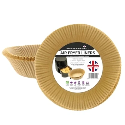 Image of Culpitt Round Air Fryer Liners 100 Non Stick Disposable Liners, Designed for Ninja, Russell Hobbs, Tower, Salter 7&quot; Made in The UK Pack