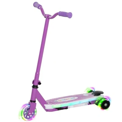 Image of AIYAPLAY Electric Scooter for Kids Ages 4 7, with Auxiliary Rear Wheels, Flashing LED Light and Brake, Boys Girls, 6 KM/H &amp; 8 KM, Purple