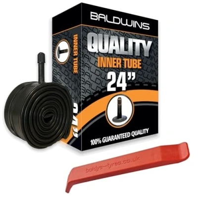 Image of 24&quot; Baldwins Cycle/Bike/Wheelchair Inner Tube x 1.0 Schrader/Car/Auto Type Valve &amp; BALDY&#039;S TYRE LEVER