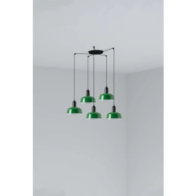 Image of Tatawin Small Cluster Pendant Ceiling Light Black, Gloss Green 5x E27