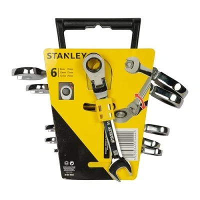 Image of Stanley 4 91 444 Combination Spanner with Ratchet Swivelling, Silver, Set of 6 Piece