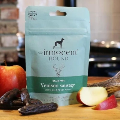 Image of THE INNOCENT HOUND VENISON SAUSAGE WITH CHOPPED APPLE DOG TREAT (3X)