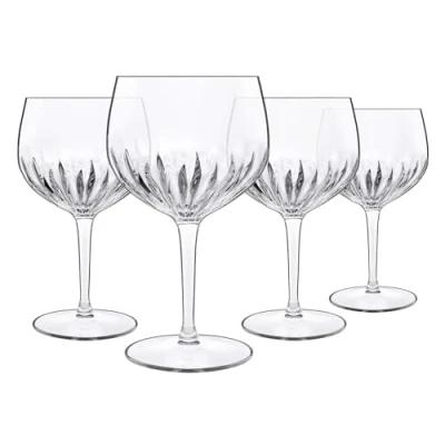 Image of Luigi Bormioli Gin Glasses Set of 4 Glass Gift with x 800ml Balloon &amp; Box, Ultra Clear Crystal Durable Dishwasher Safe Glassware Reinforced Stems, Made In Italy