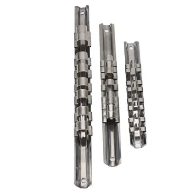 Image of 3pcs 1/2&#039;&#039; 1/4&#039;&#039; 3/8&#039;&#039; Stainless Steel Socket Rack Holder Wall Mounted Storage Rail Tray with 8 Clips