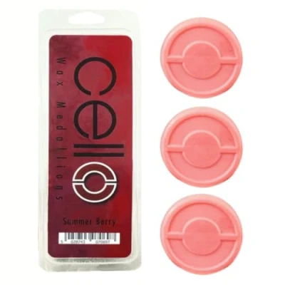 Image of Cello Wax Medallions in Summer Berry Fragrance, Mini Melts Perfect for Fragrancing The Home, Pack of 3, Use Electric Melt Burners and Tea Light Burners, Melts.