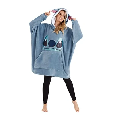 Image of Disney Hoodie Blanket, Sherpa Fleece Oversized Hoodie, Eeyore Stitch Gifts (Blue)