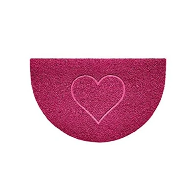 Image of Nicoman Embossed Halfmoon Half Circle Door Mat Dirt Trapper Jet Washable Doormat 70x44cm (Pink, HEART Shape) Use Indoor or Sheltered Outdoor