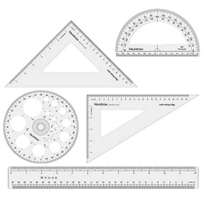 Image of Liquidraw Set Square Triangle Ruler Geometry Professional Protractor of 5 Large