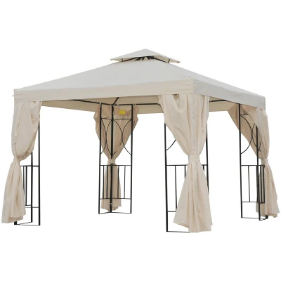 Image of Outsunny 3 X 3M Metal Gazebo Garden Marquee Patio Tent Pavilion Canopy Sun Shade Shelter